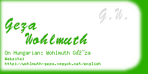 geza wohlmuth business card